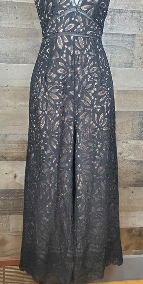 Lulu's Amora Black Wide Leg All Lace Eyelash Scallop Hem Jumpsuit - Picture 4 of 12